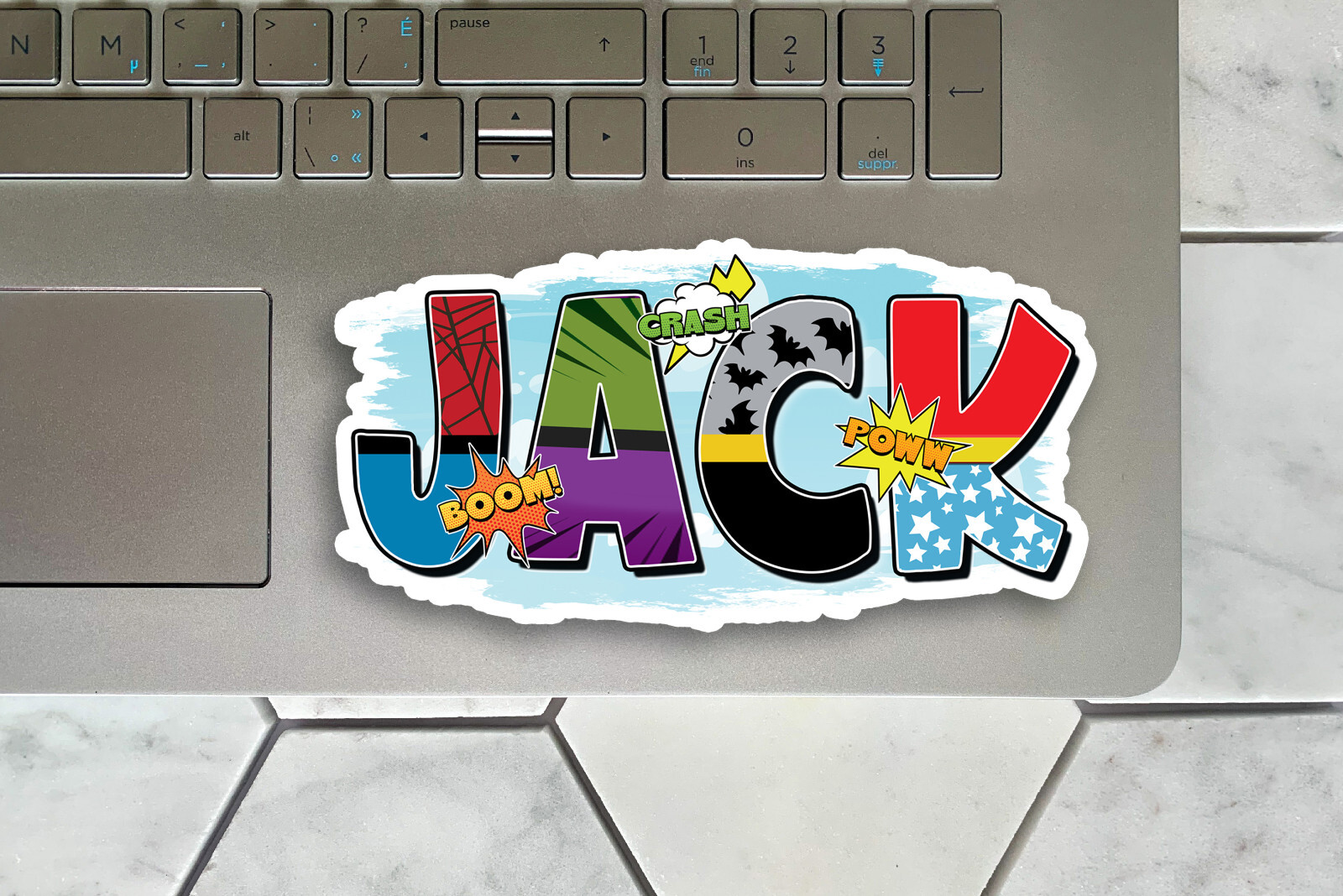 Custom Name Sticker · Vinyl · Personalized · Superhero Style · Cool Aesthetic ·