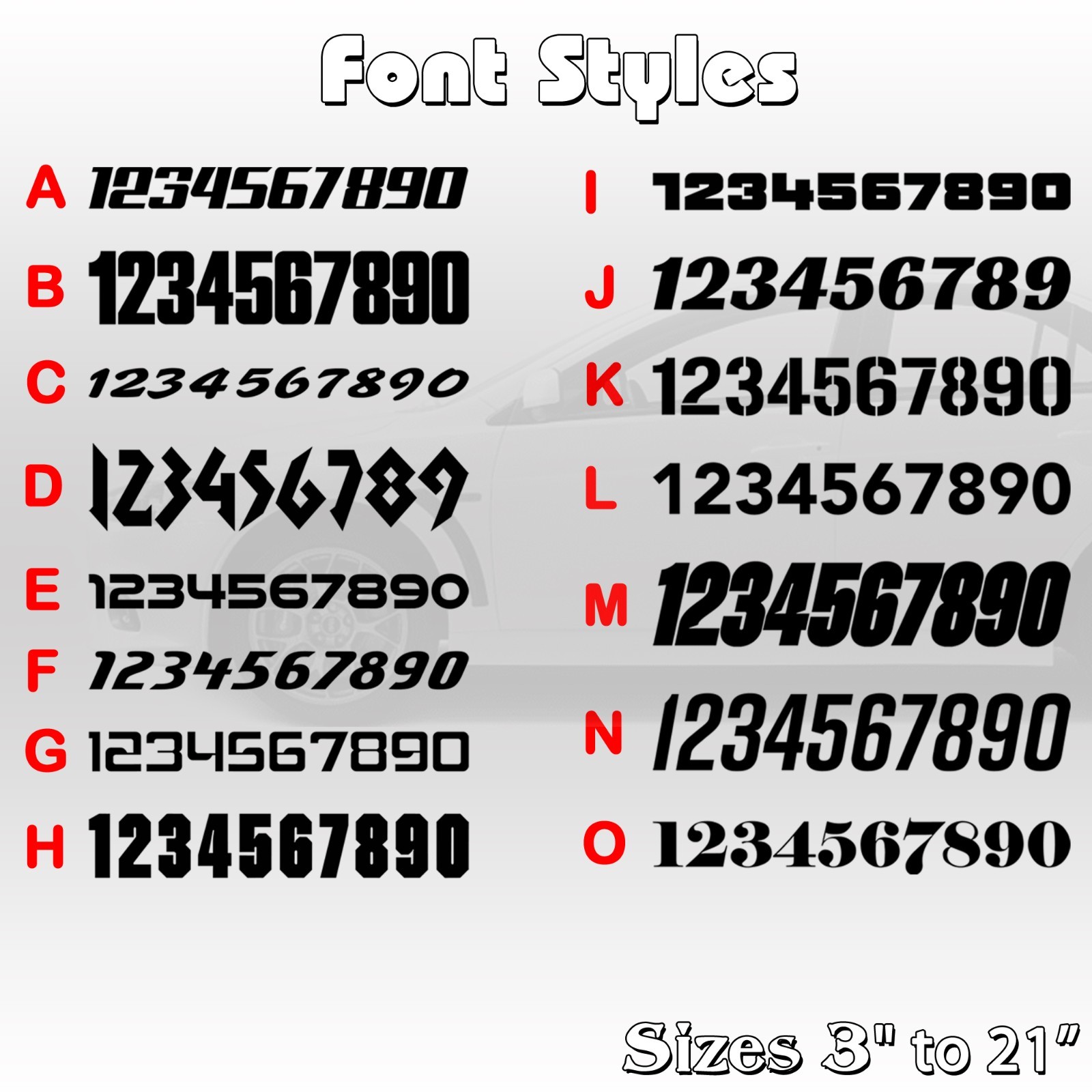 Racing Car numbers 2 pack circle die-cut decal door custom number rally sport