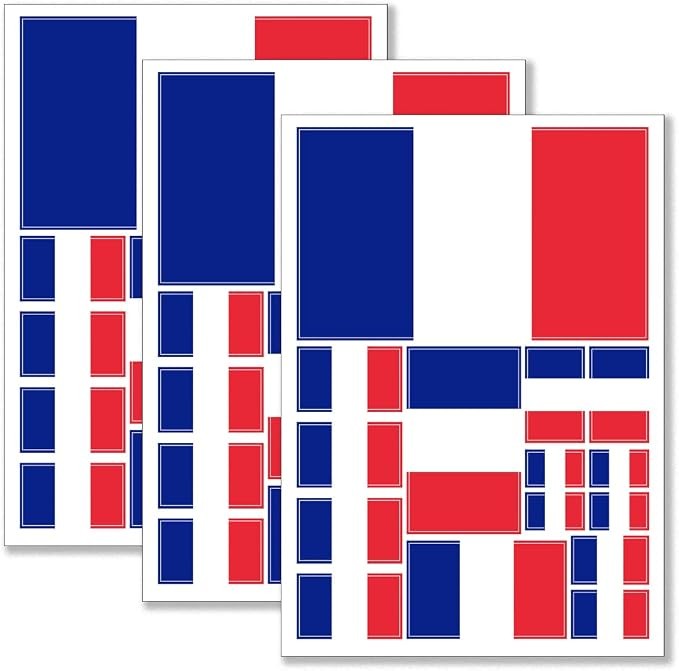 France Flag Stickers Decals 3 Pack 11.7 x 8.3 Inches