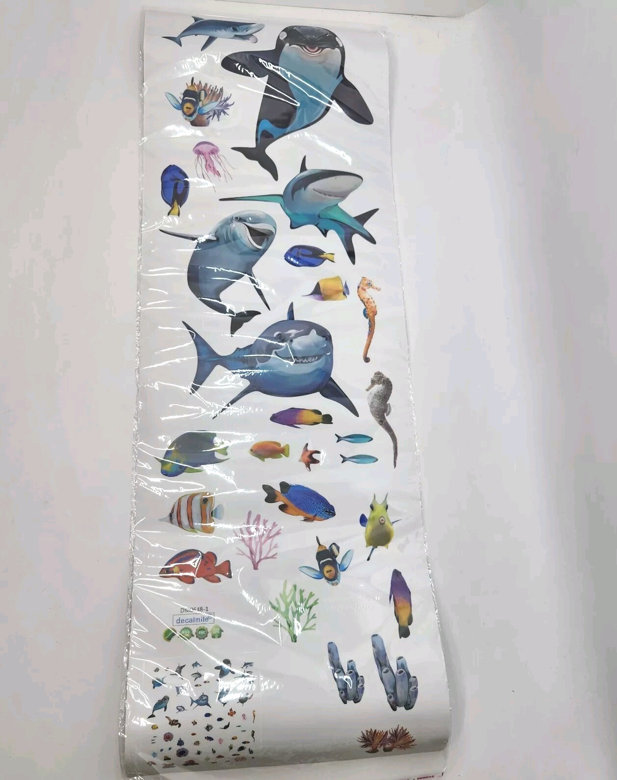Ocean Life Wall Decals Shark Whale Turtle Dolphin Fish Peel & Stick Wall Set