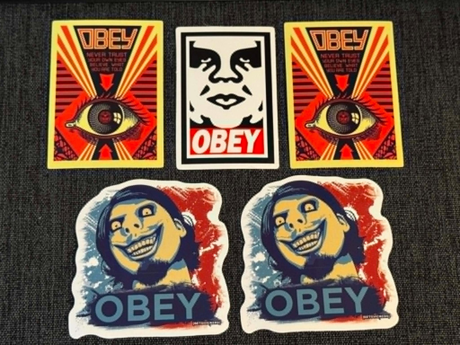 Lot (5) OBEY 1 5/8" to 2 1/2" Band STICKERS Fast! FREE SHIP!