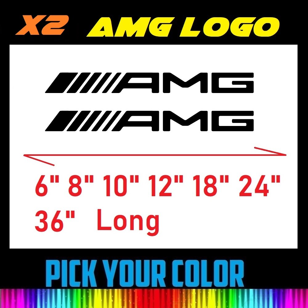 x2 6" 8" 12" 24" 36" AMG LOGO WORD Vinyl Decal Window DOOR TRUNK Car Sticker