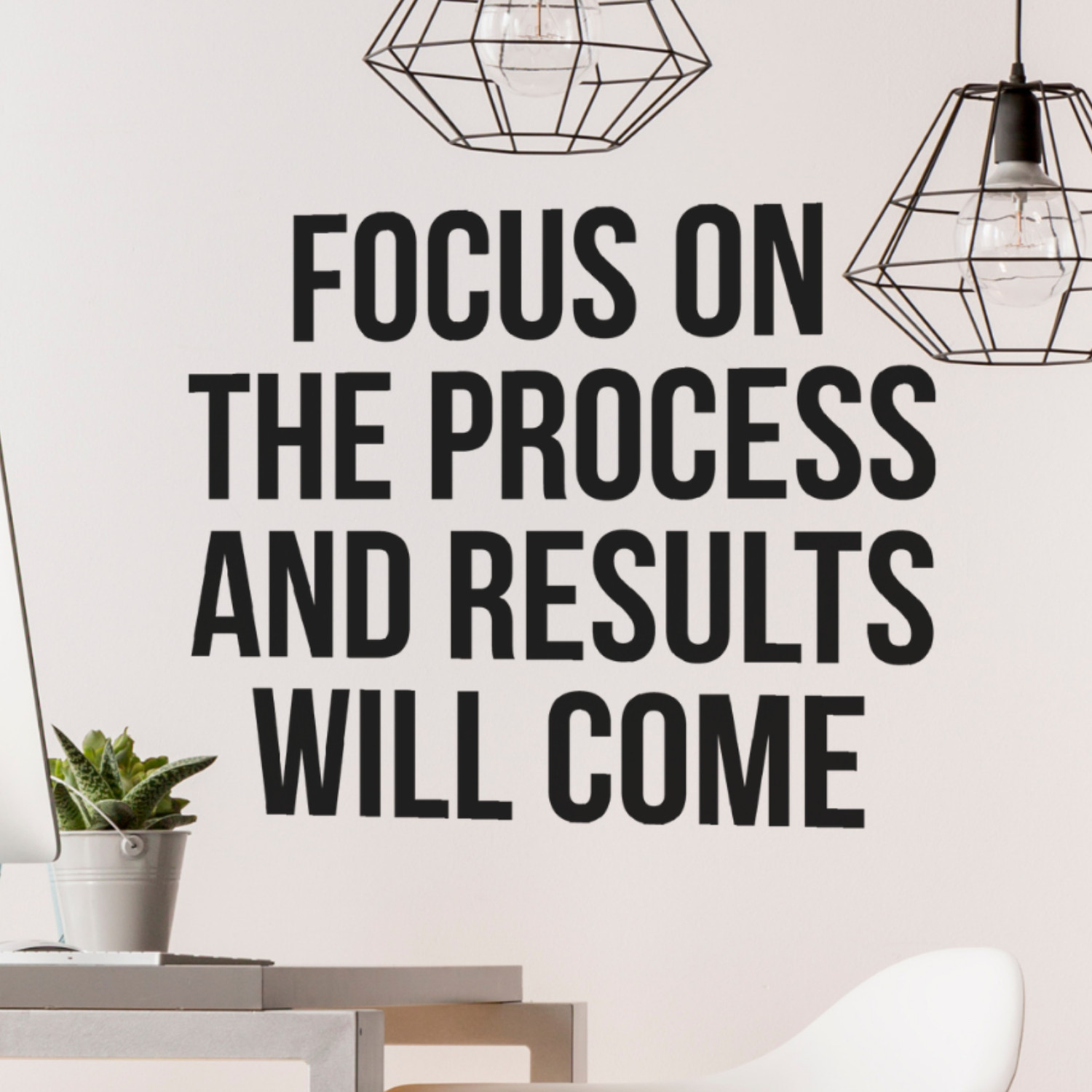 Motivational Wall Decal Quote – Focus on the Process & Results Will Come – Decor