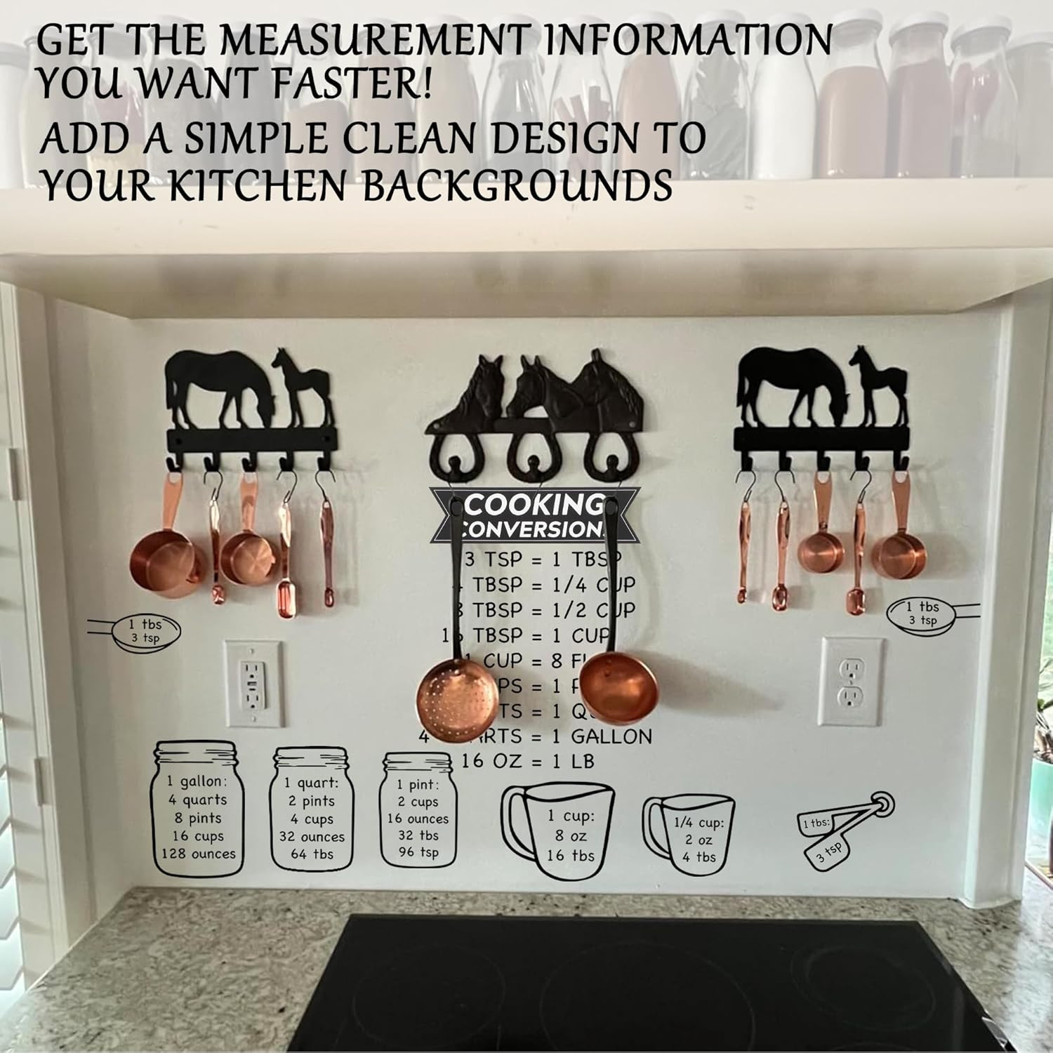 Kitchen Unit of Measurement Conversion Chart, Vinyl Measuring Conversion Decals
