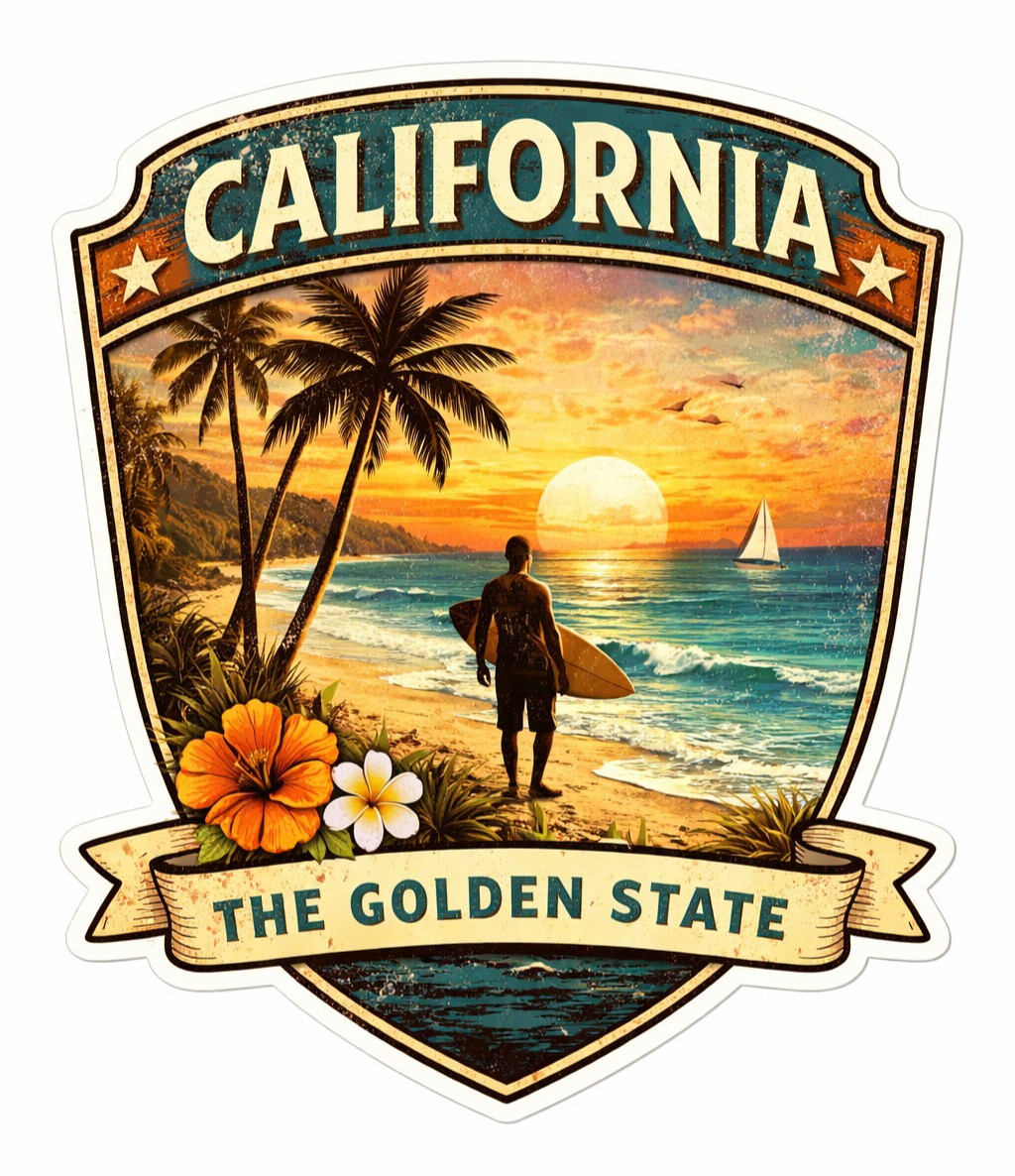 California | State Outline Vinyl Decal | Travel Badge Vinyl Sticker Decal 10