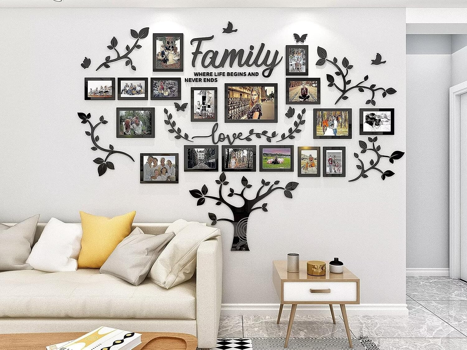 Premium Family Tree Wall Sticker – Acrylic – 57"x81" – 17 Picture Frames