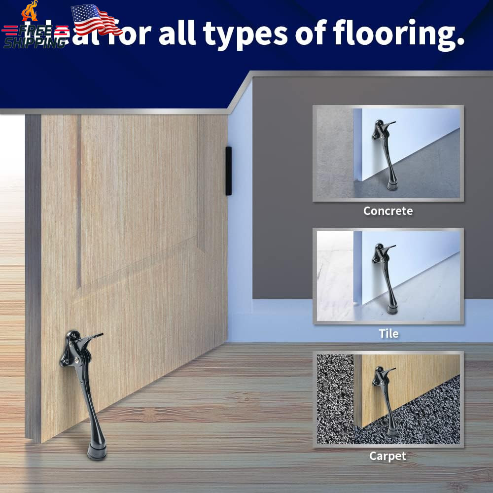 HOME&I Kickdown Door Stopper, 6-Inch Commercial Heavy Duty Door Stop Holder Kick