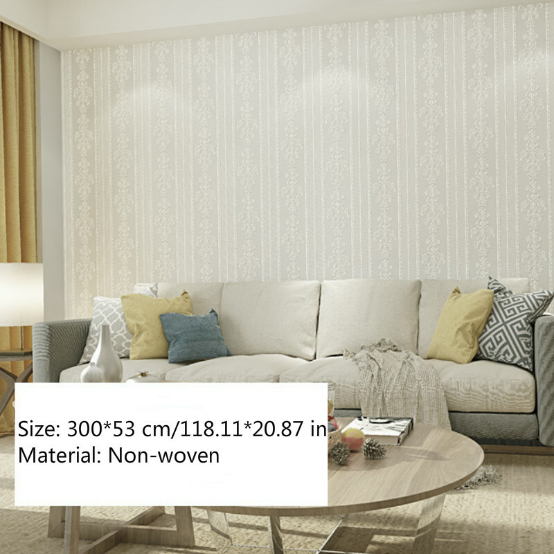 3D Damask Embossed Wallpapers Self-Adhesive Non-woven Wall Stickers Roll