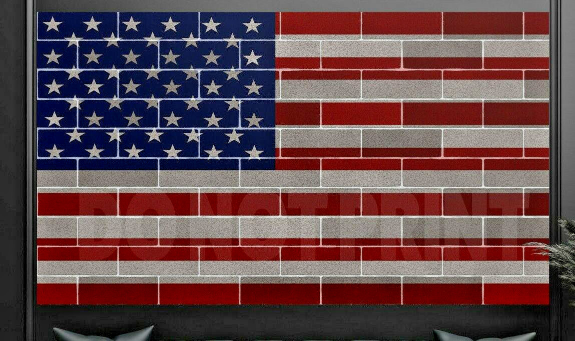 American Flag Vintage Distressed Brick Wall Washable Vinyl Wall Decal Sticker