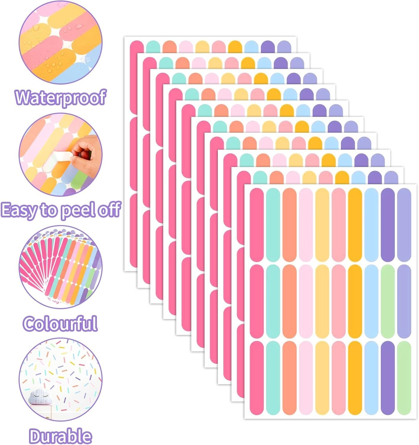 300 Pcs Confetti Wall Decals – Peel and Stick Sprinkle Vinyl Stickers for Kid…