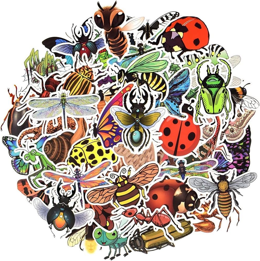 Fun Insect Vinyl Stickers for Kids – 50PCS Waterproof Decor for All Occasions