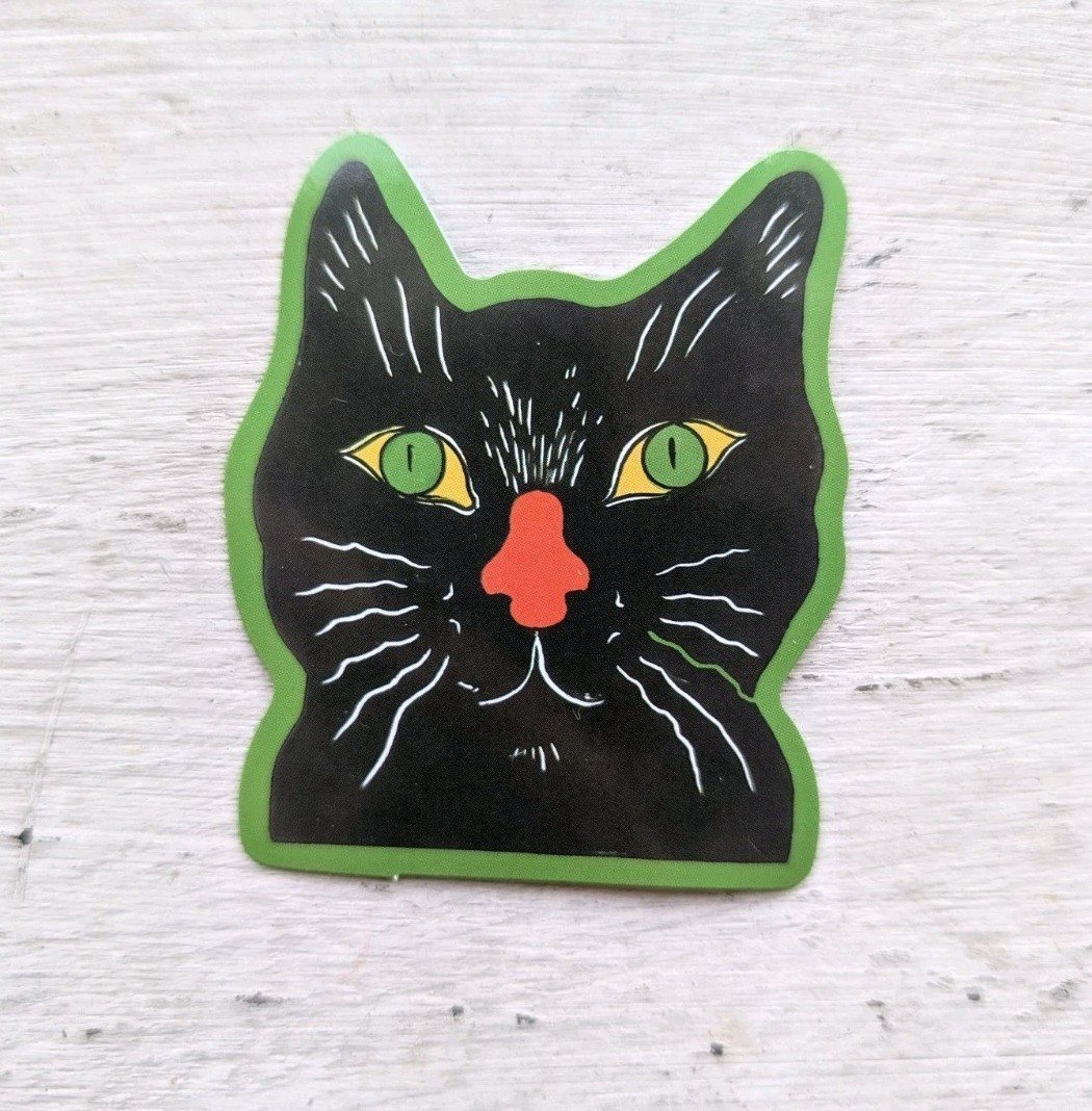 Haunted Doll Active Spirit Horror Demon Cat Funny Sticker Black 1 Pc
