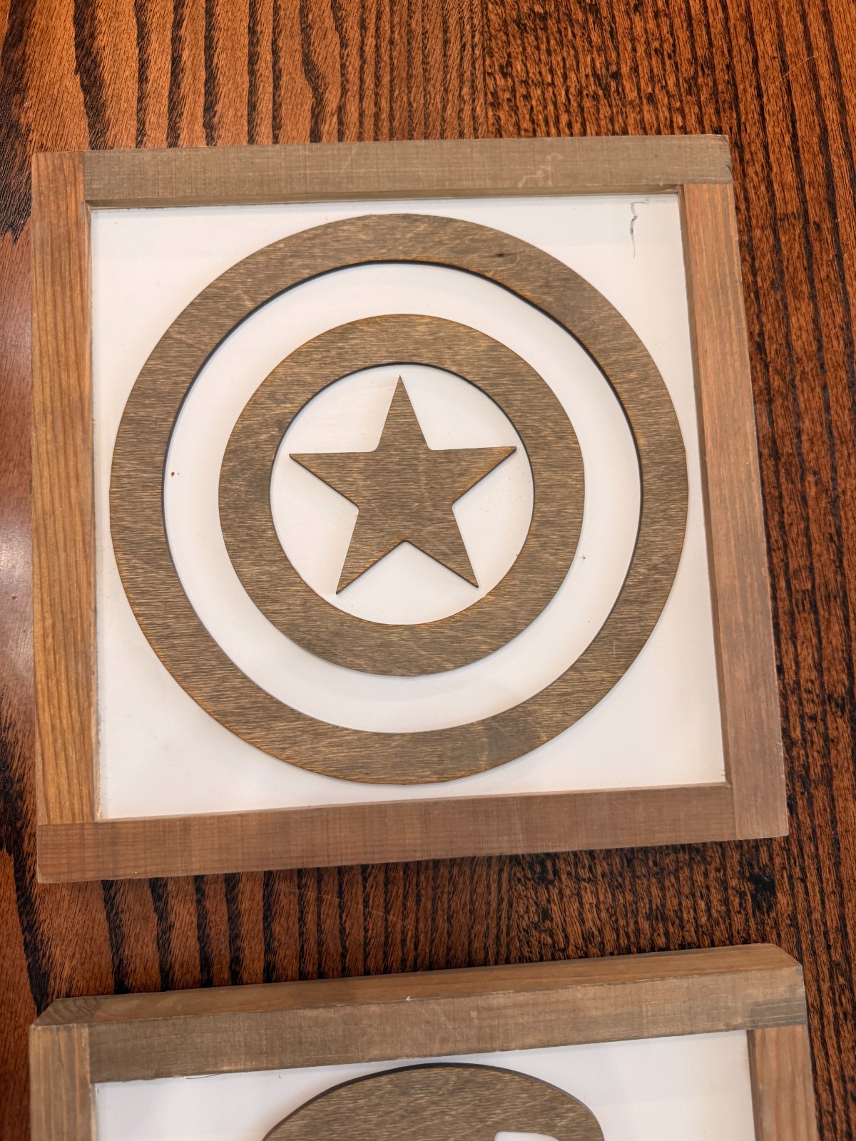 SUPERHERO DECOR – 11" Captain America and Iron Man wooden wall signs
