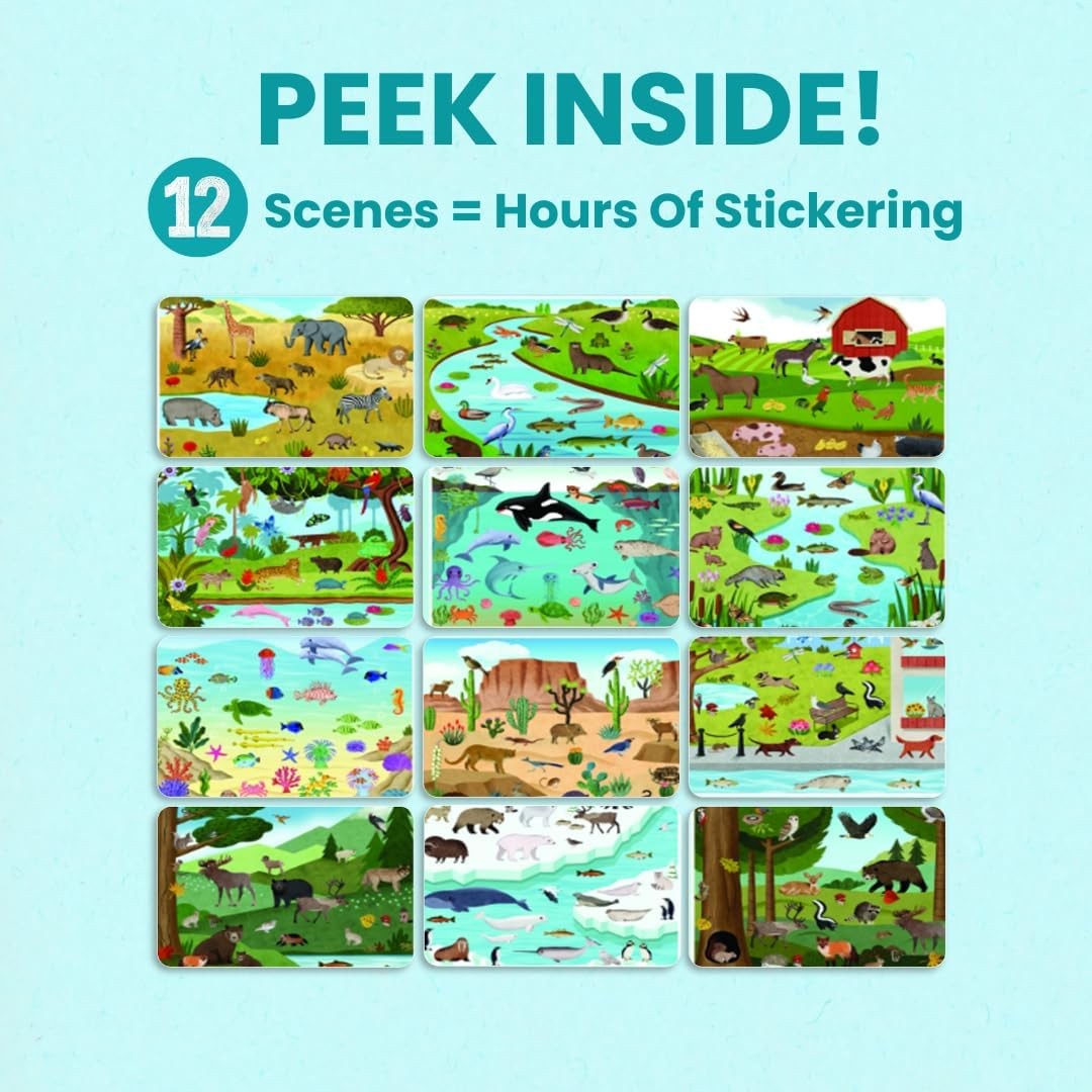 Cupkin Animal Sticker Book 500+ Habitat Stickers 12 Scenes 12 Coloring Pages