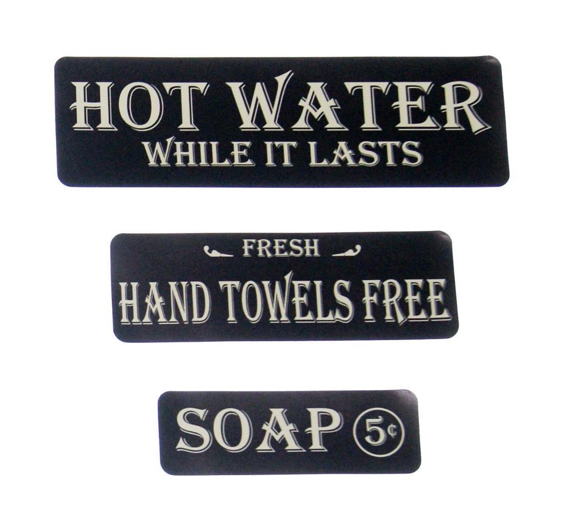 Soap – Hand Towels Free – Hot Water Set of 3 Removable Vinyl Decal Stickers