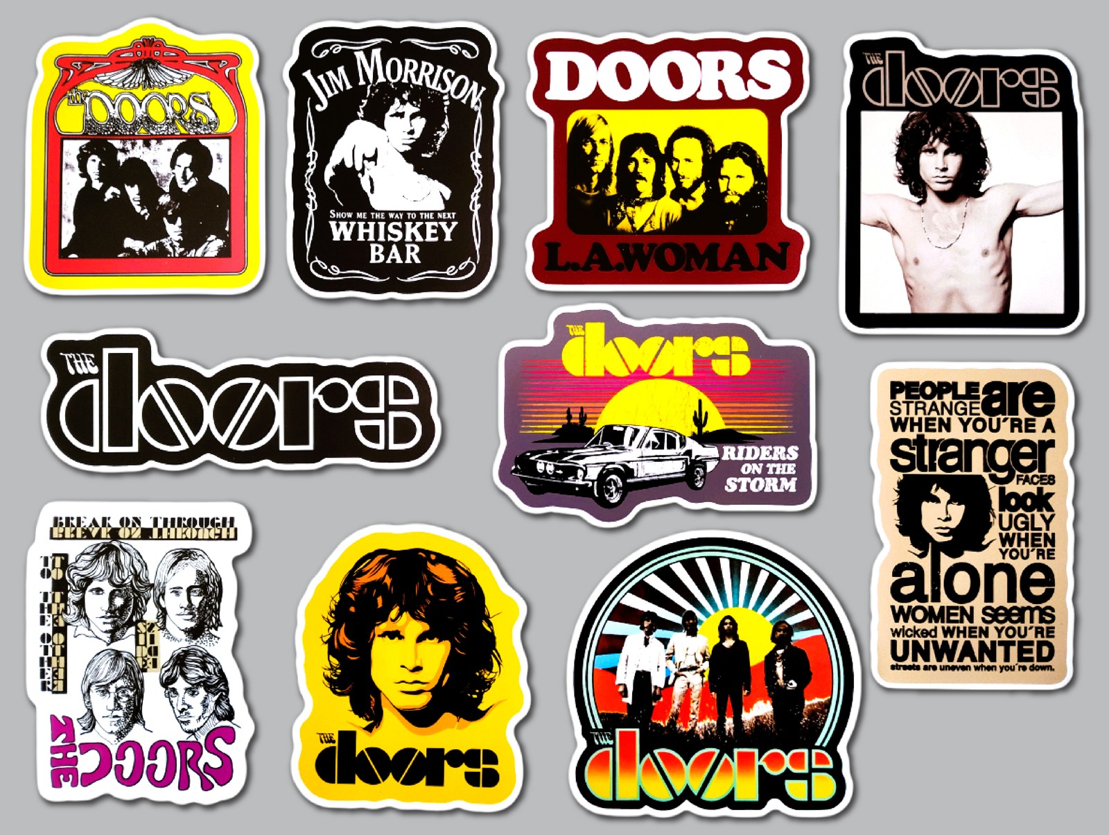 The Doors Vinyl Sticker Lot (10 Stickers) classic rock led zeppelin pink floyd