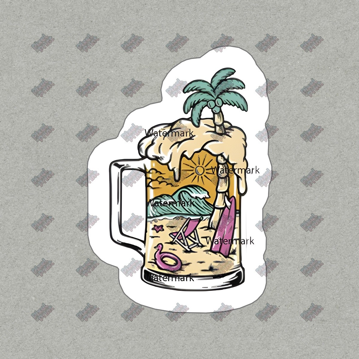 Beach Vibes Vinyl Sticker Tropical Beer Mug Decal Fun Summer Decor #966088