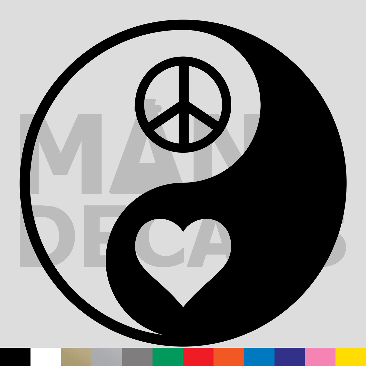 Yin and Yang Peace Heart Vinyl Die Cut Decal Sticker – Love