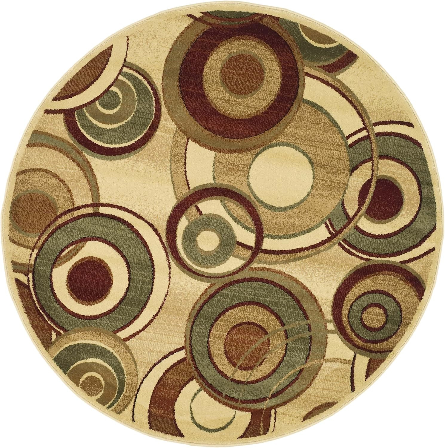 Lyndhurst 7' Round Ivory/Multi Mid-Century Modern Area Rug for Any Room