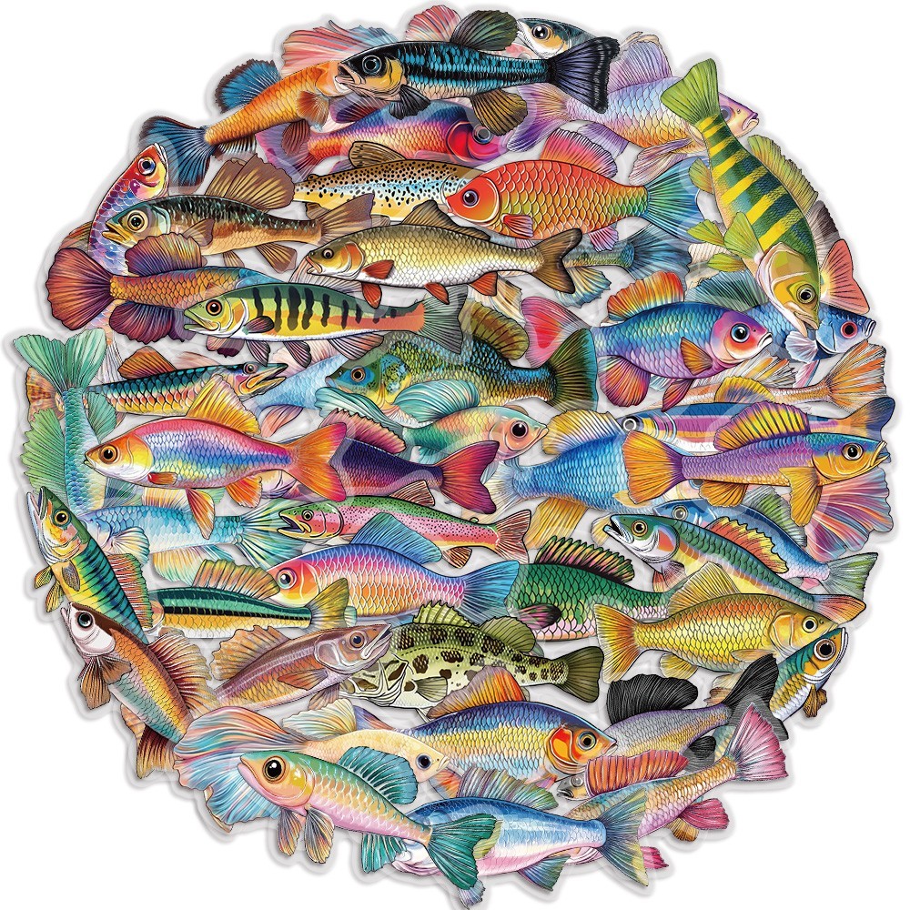 50-500PCS Fish Stickers Pack Waterproof Vinyl Decals Phone Car Guitar Decoration
