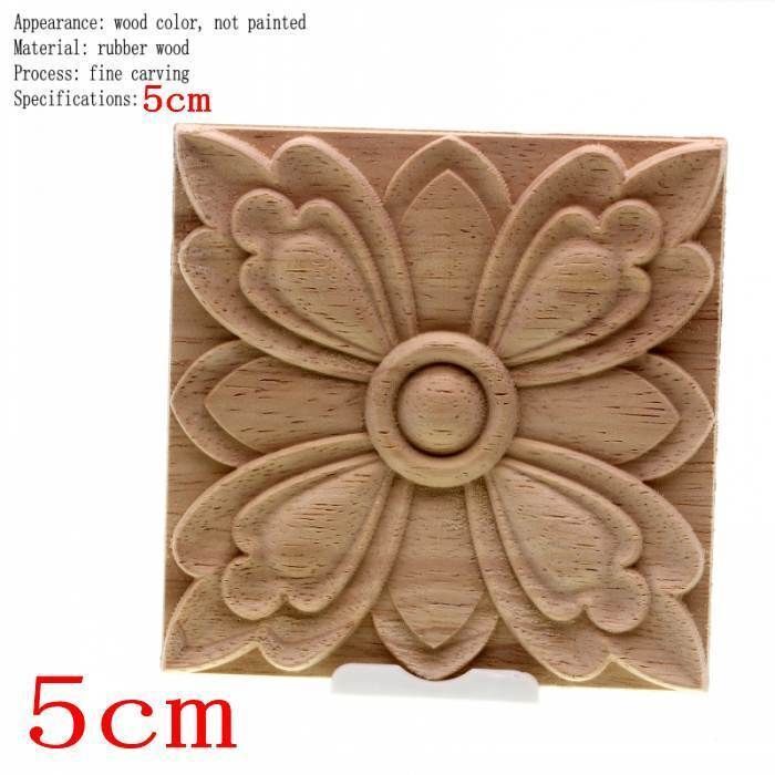 Unpainted Wood Color Decal Applique Furniture Square Home Decoration Accessories
