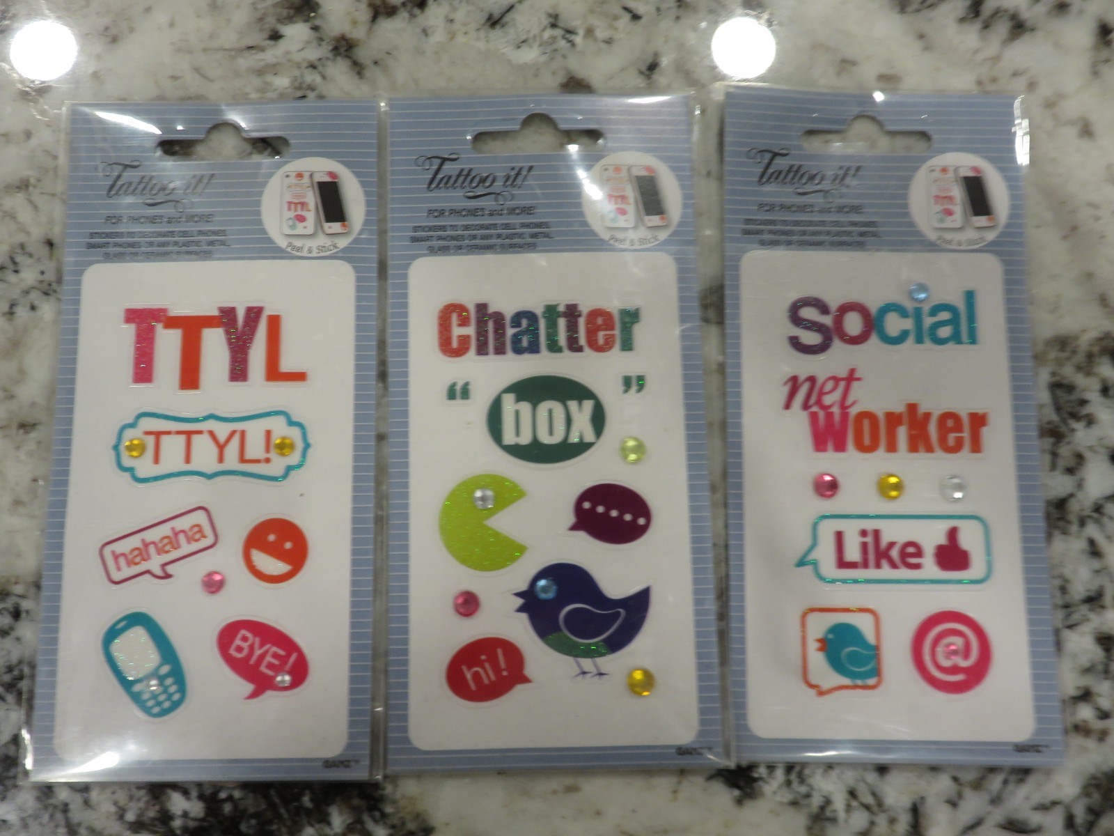 Tattoo It Ganz Stickers for Phones Plastic/Metal/Glass 3 Packs NEW/Sealed
