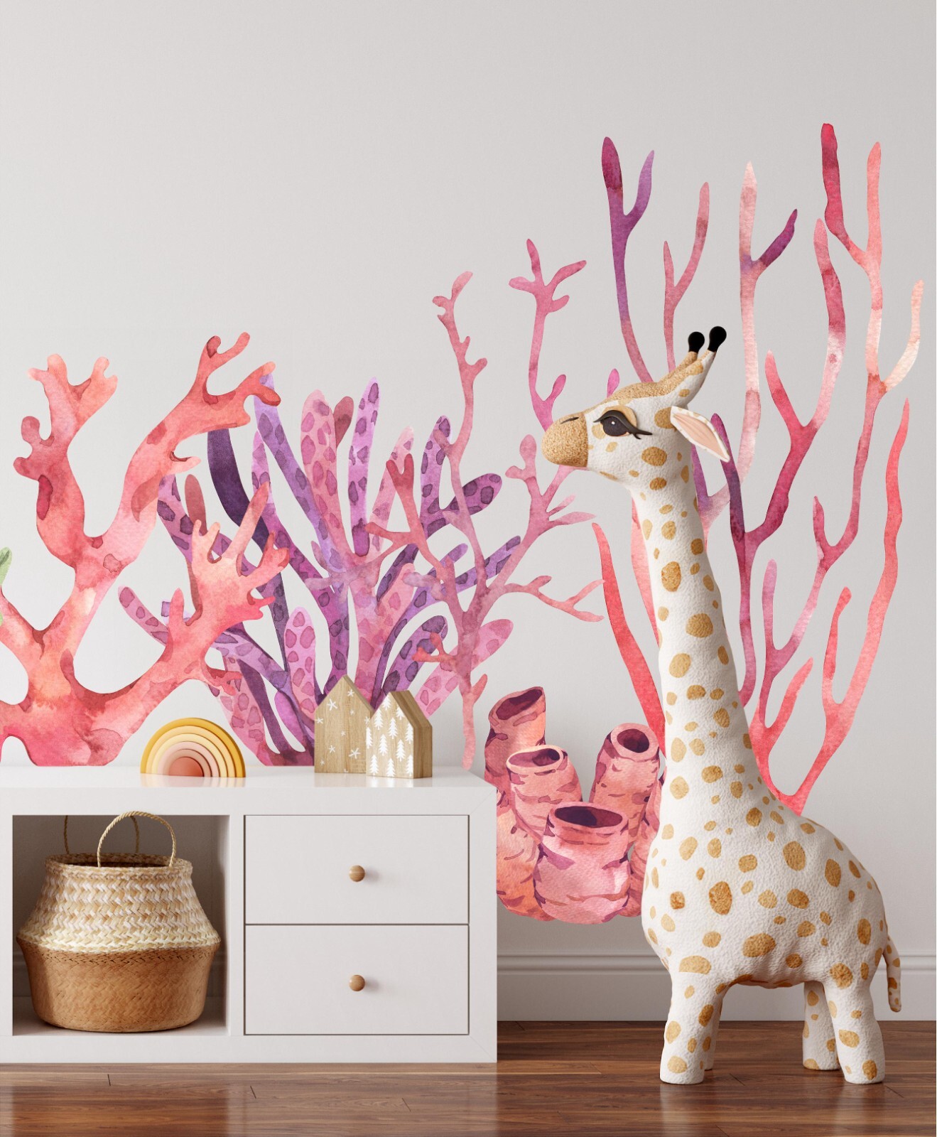 Seaweed & Coral Fabric Wall Decal Set of 9 Wall Art Stickers Ocean Nursery Decor