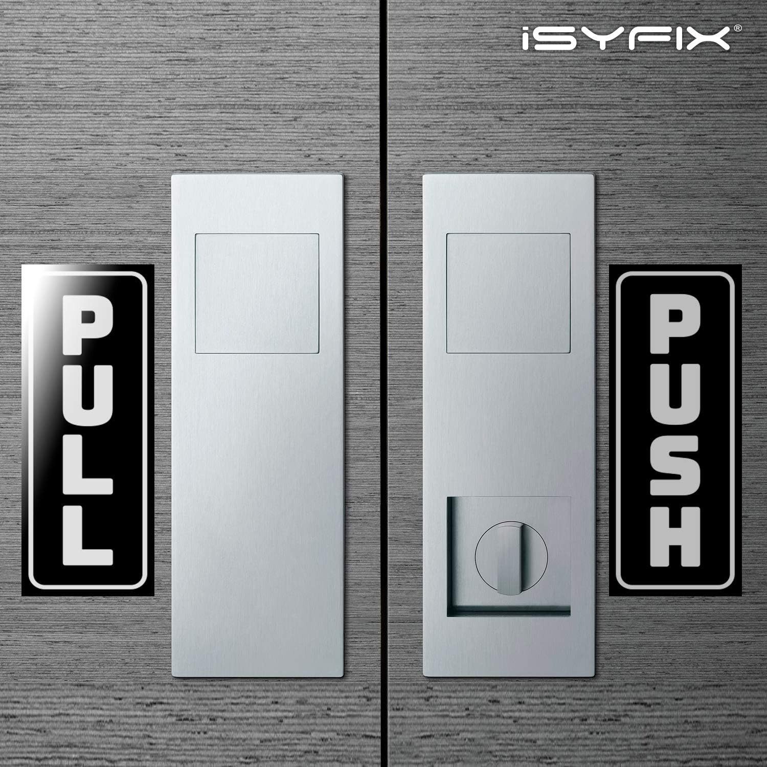 Push Pull Stickers Sign – 2 Pack 2×5 inch -Vertical Decal Self-Adhesive, Blac…