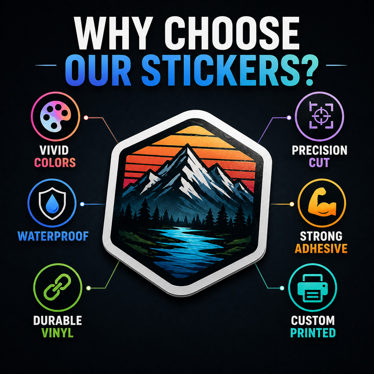 Premium Custom Vinyl Stickers Die Cut Waterproof Durable Gloss Labels Decals