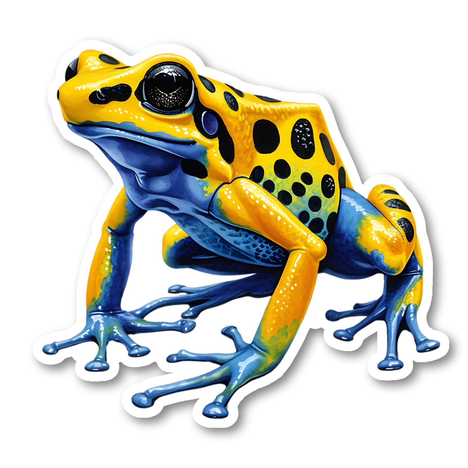 Poison Yellow Dart Frog Vinyl Sticker, Water Resistant, Laptop, Water Bottle