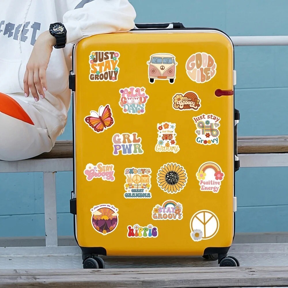 50 PCS Retro Hippie Life Stickers Groovy Peace Love Decals Laptop Hydro Set A