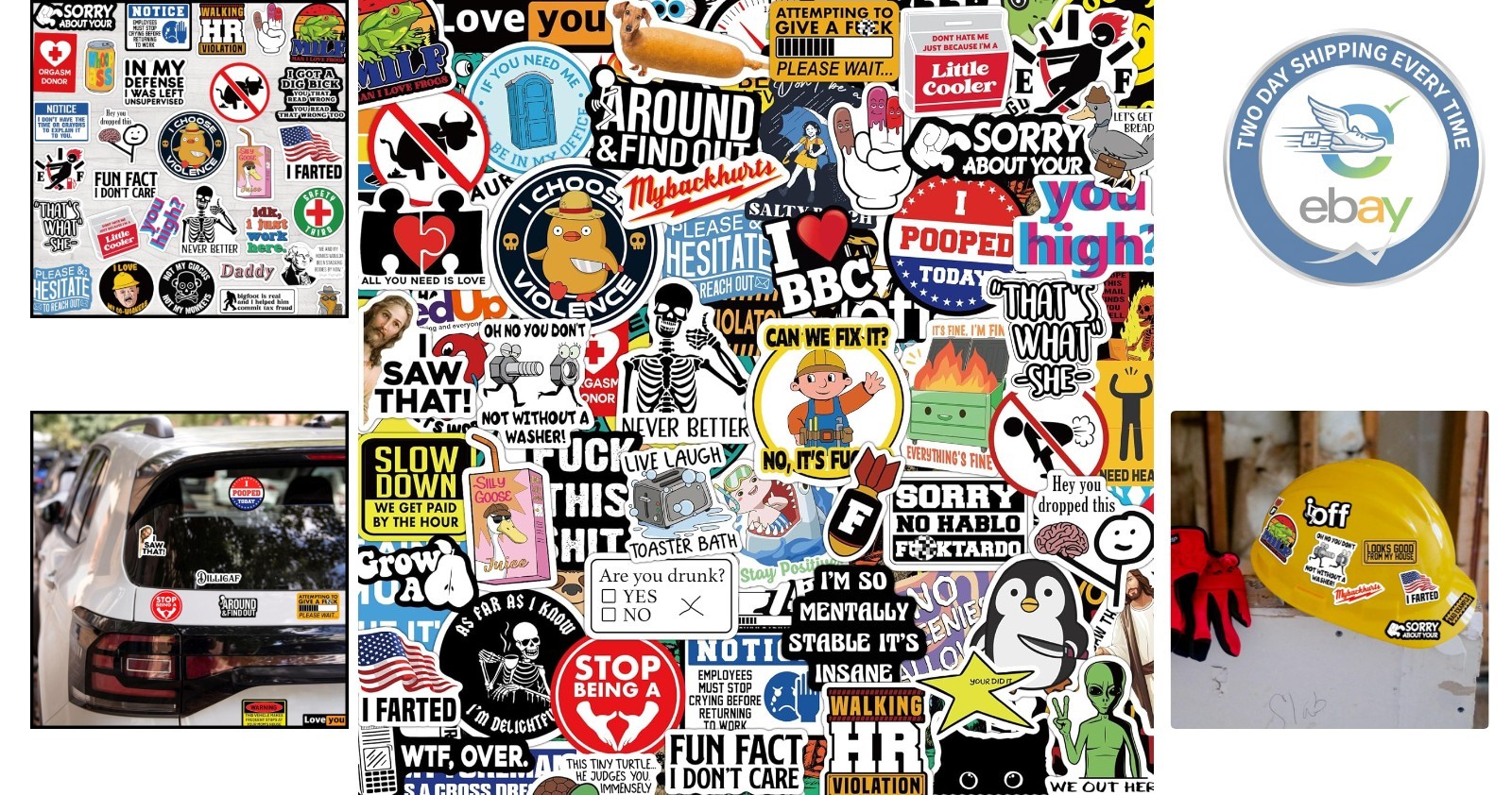 Edgy Humor Sticker Pack – 200 Irregular Vinyl Stickers for Adults – Waterproof