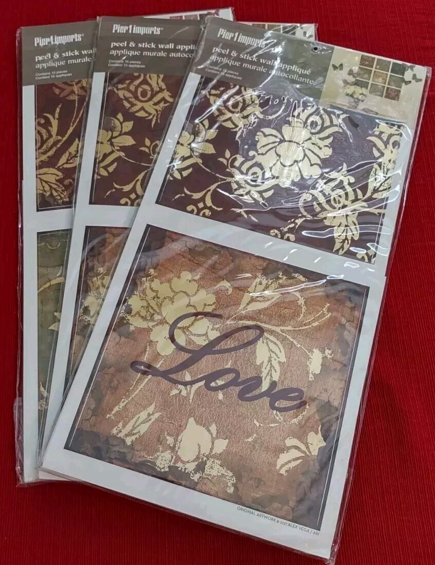 3 Pier 1 Imports Butterfly/Floral Peel & Stick Wall Applique (15) Each Brand New