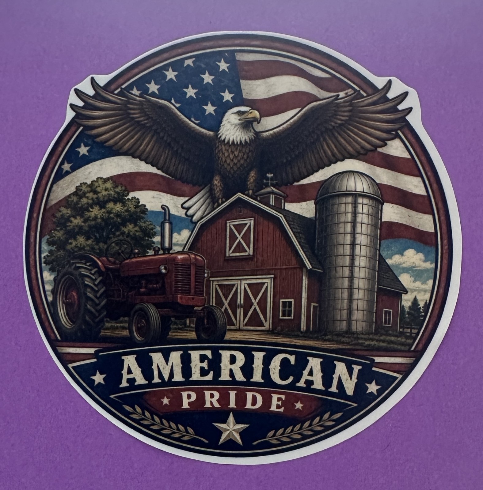 3 Inch American Pride Farm Sticker Patriotic Eagle Barn Tractor USA Vinyl Decal
