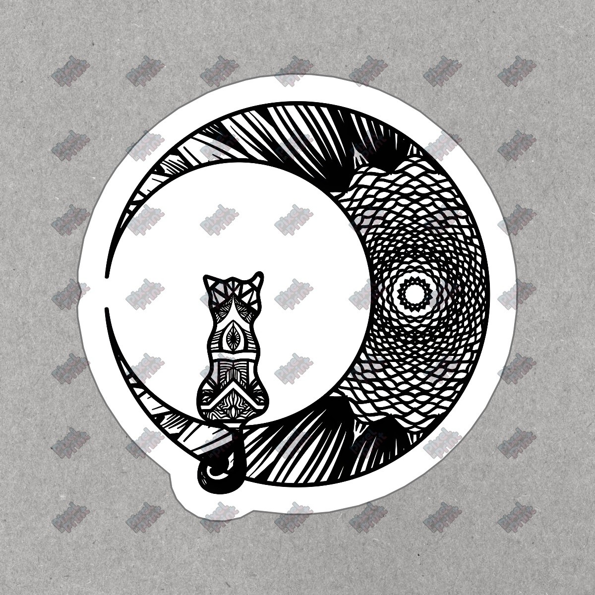 Artistic Cat and Moon Vinyl Sticker Unique Decal for Home Decor, #525951