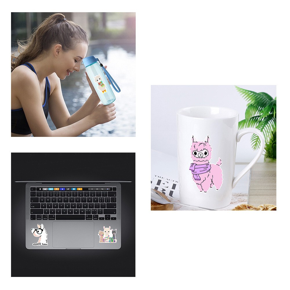 50pcs LLAMA Stickers, Cute Animal Water Bottle Laptop No Residue Sticker, #118