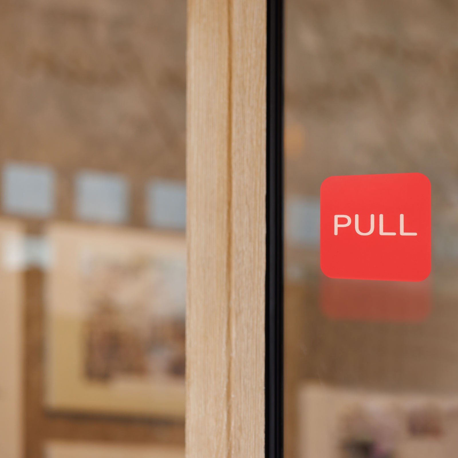 3Set Push Pull Door Stickers, 3in Push and Pull Signs Plate, Square, Black Gold
