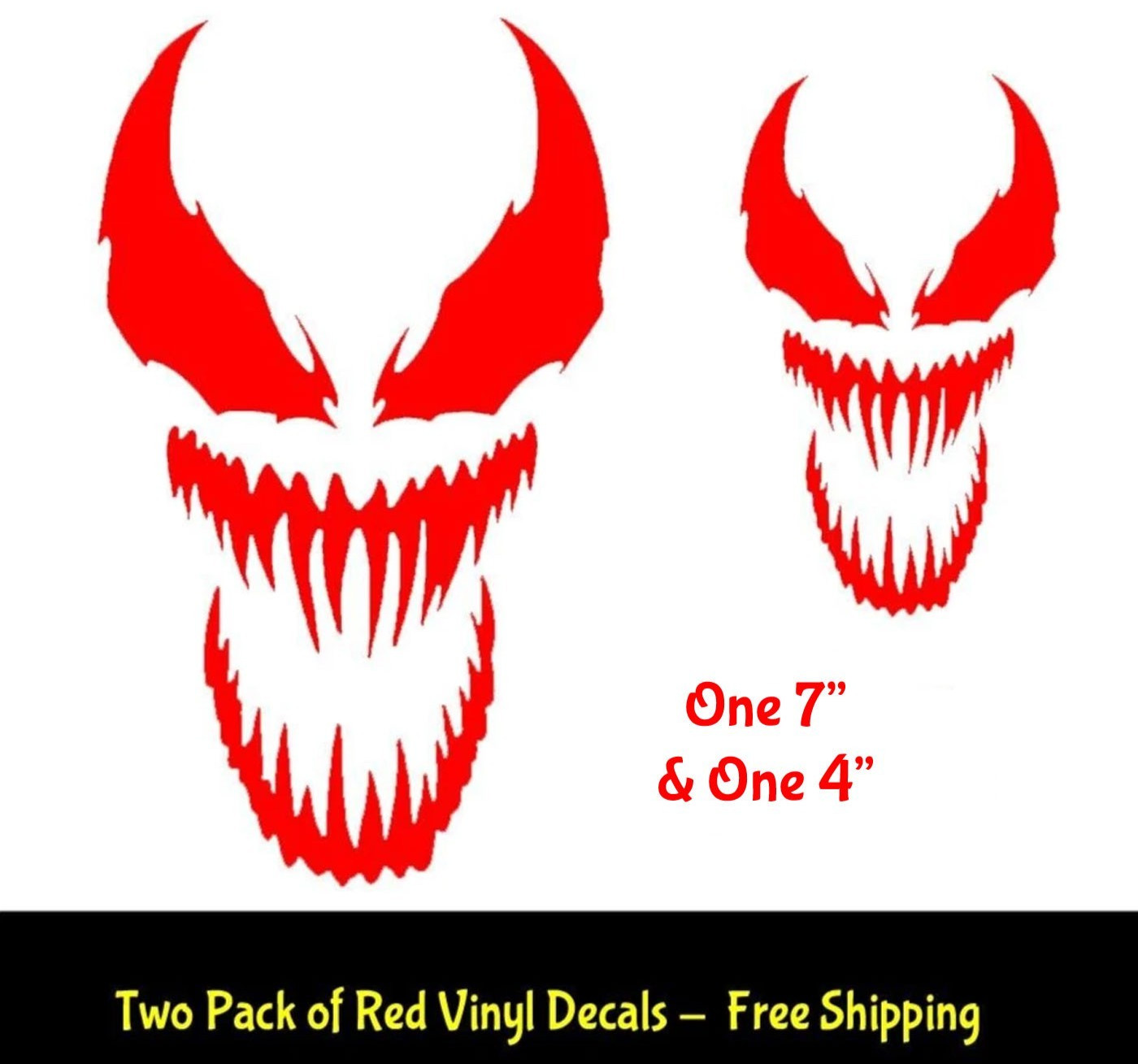 Venom 2 pack Red Vinyl Decals Car Truck Windows Laptop Tablet Trailer Tablet