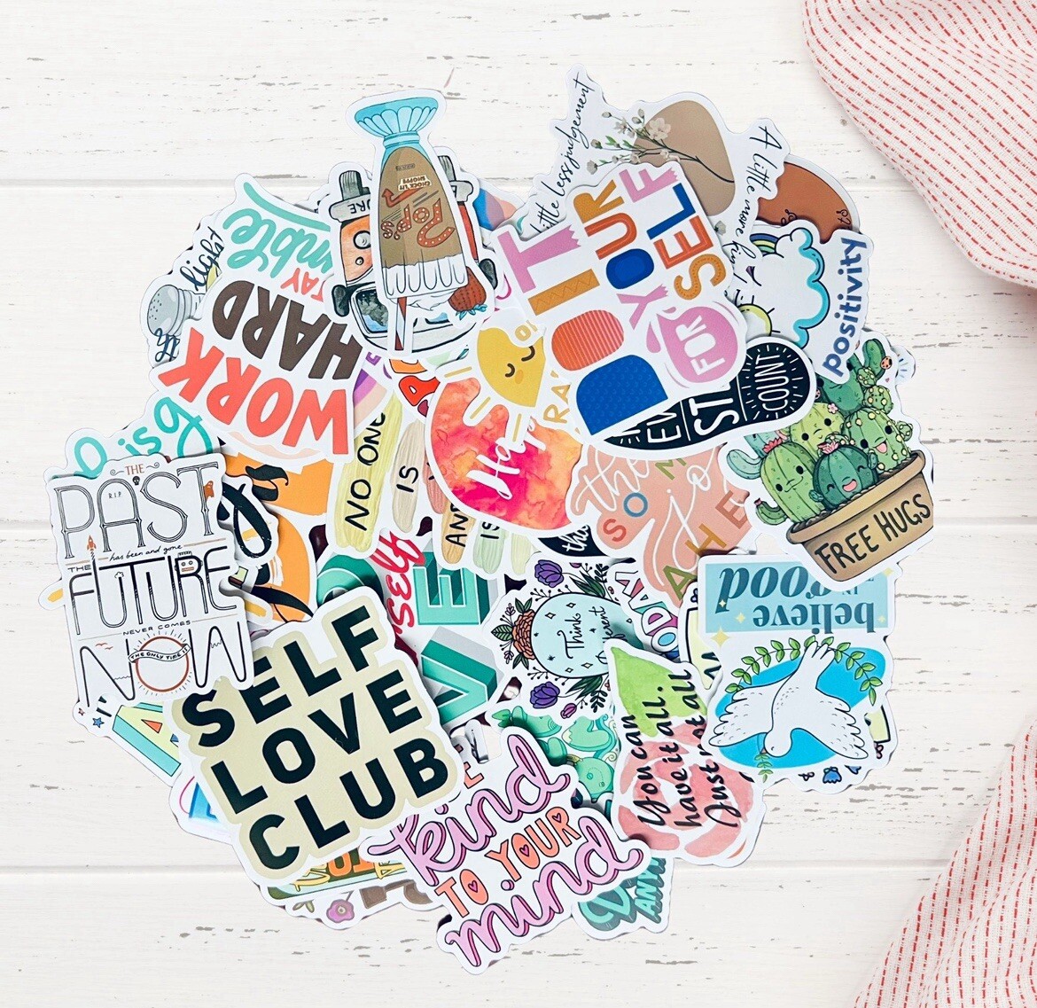 Affirmation Sticker Pack of 30 Waterproof Vinyl Decals, Self Love, Motivational