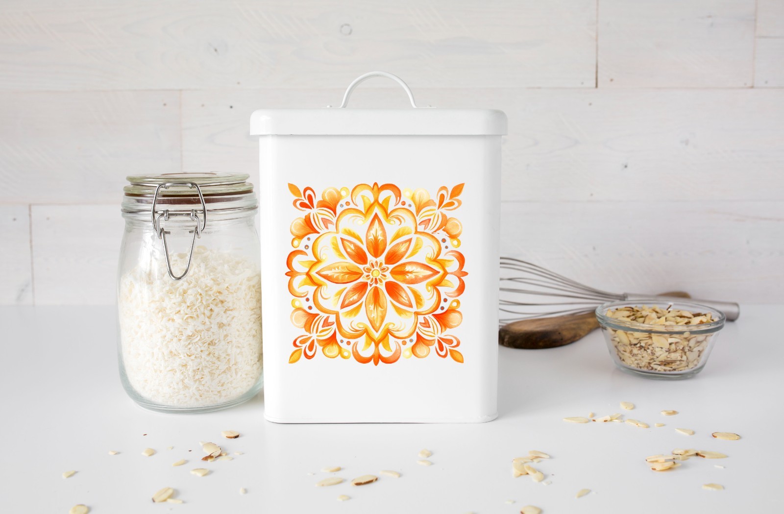 Orange Medallion Tile UV DTF Transparent Sticker / Decal