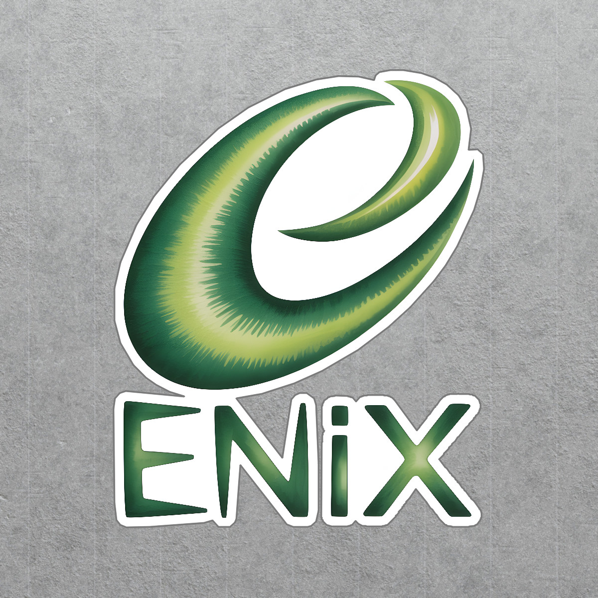 Stylish ENiX Logo Sticker Gaming Decor Green Swirl Design Perfect for #9074