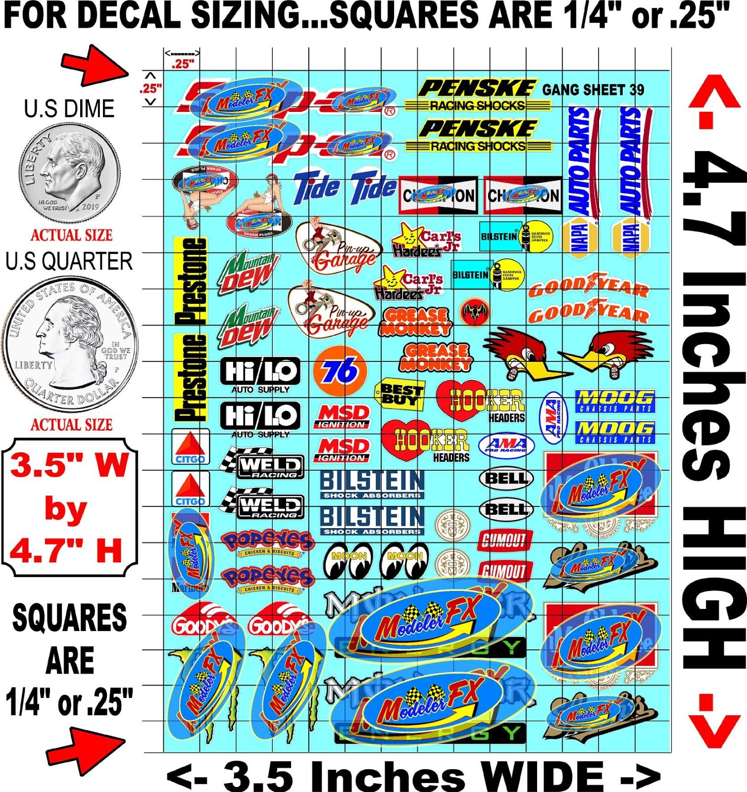Clear Matte Vinyl Sticker Sheet 39-R/C MODEL Decal fits 1/24-1/16 Scale DIE-CUT