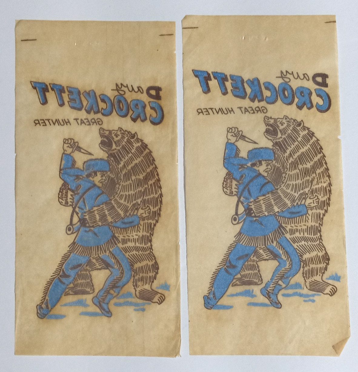 Vintage 1950s Iron On Transfers Davy Crockett (Qty 2 Decals) 3"w x 5.5"h each