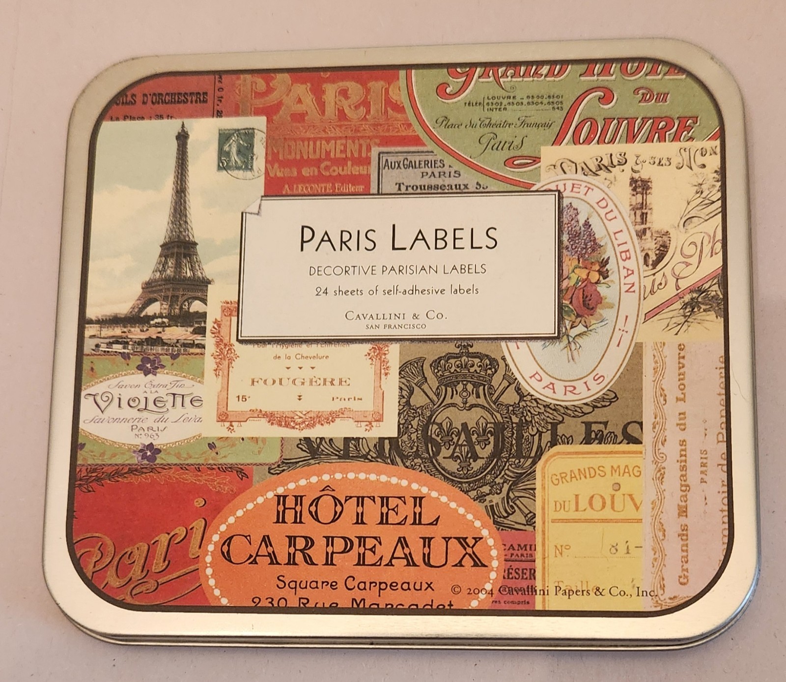 Cavallini & Co. Paris Stickers Labels 24 Sheets Self Adhesive Labels in Tin New