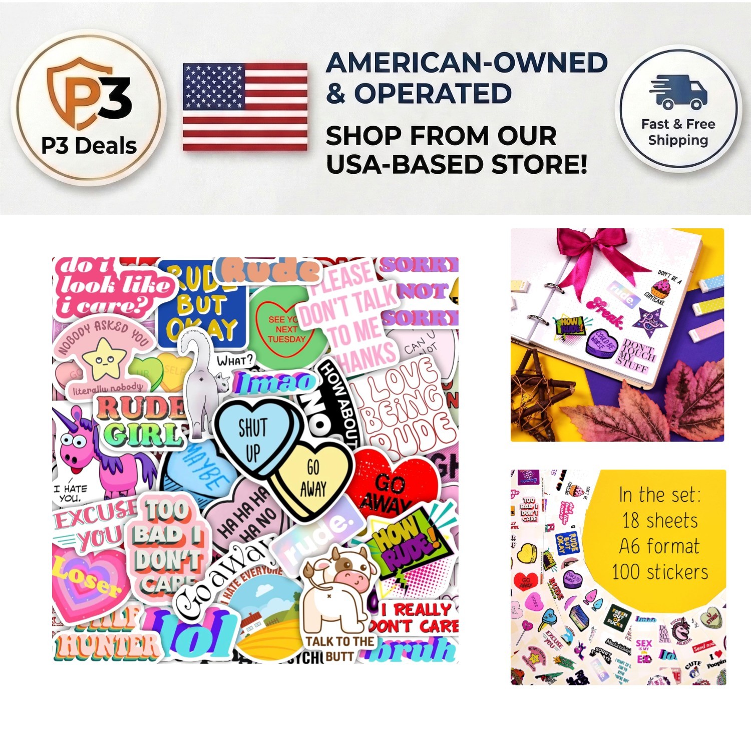 100PCS High-Quality Crude Humor Stickers – Fun Gifts for Friends and Family