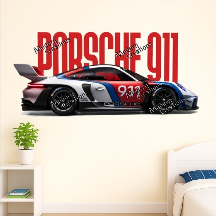 Porsche 911 Sports Car Wall Stickers Room Decor Vinyl Decal Mural Home Art DIY