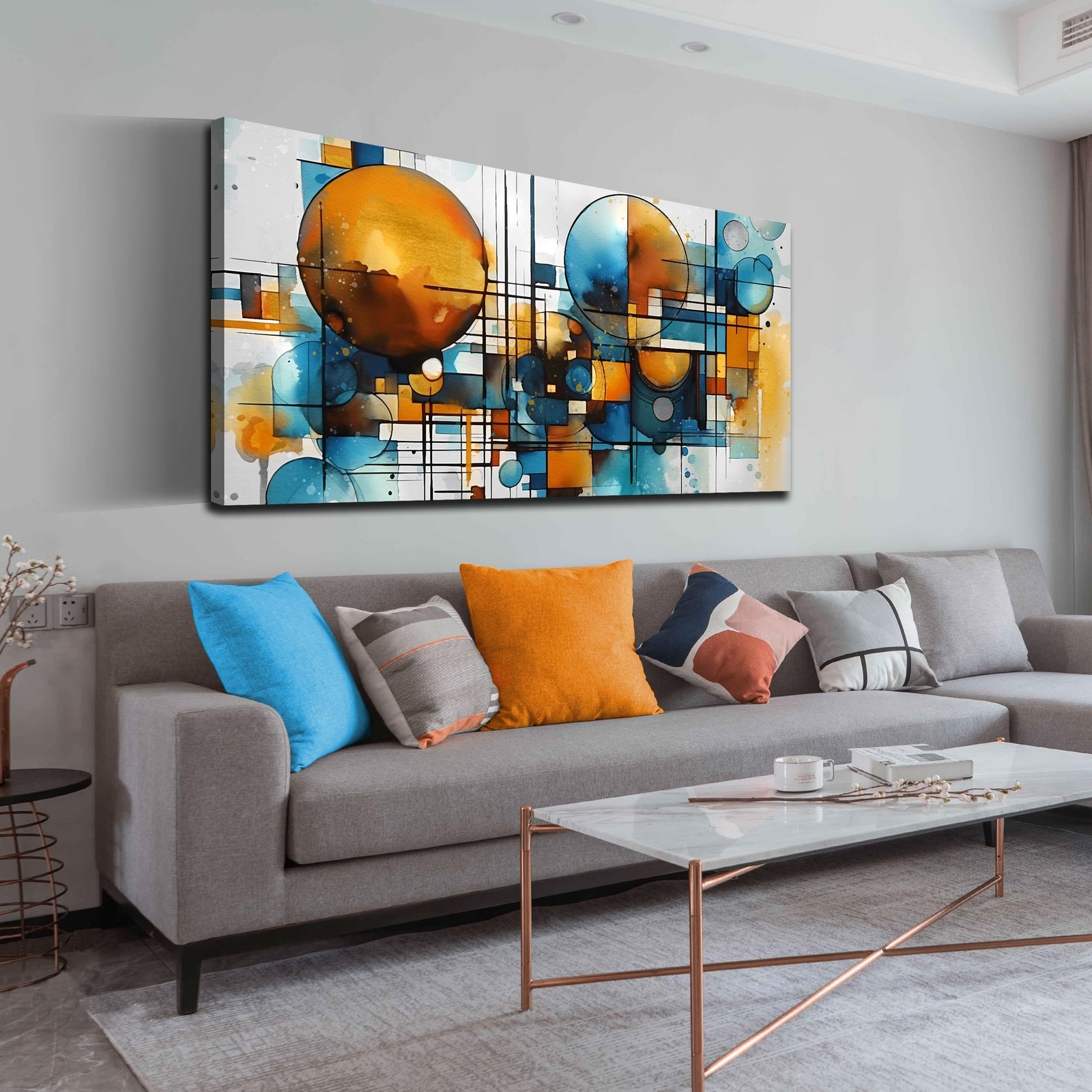 ENTANUB Abstract Canvas Wall Art for Living Room, Circle Wall Decor for Bedro…