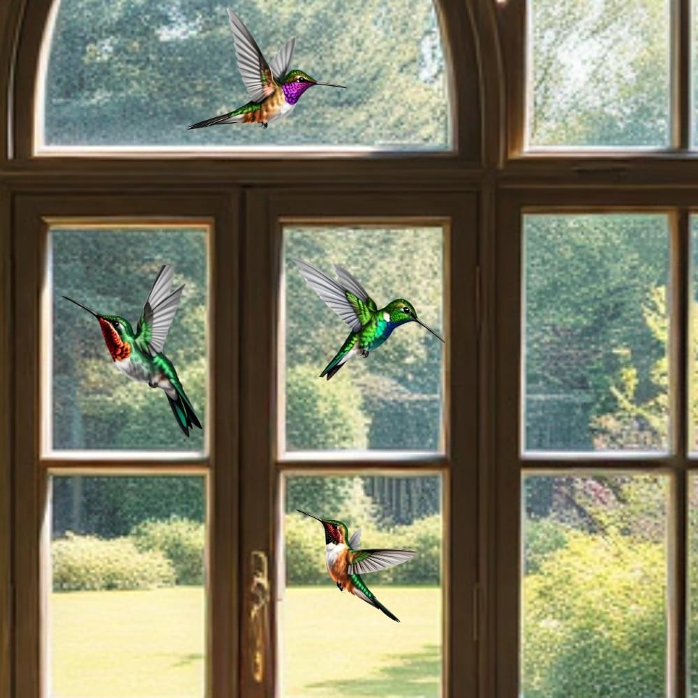 4-Pack Hummingbird Sticker Bird Decal Size 5.9" (French)