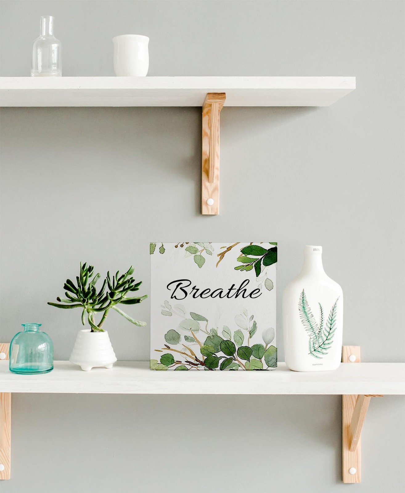 kunlisa breathe Bathroom Wall Decor for Shelves, Botanical Eucalyptus Leaves …