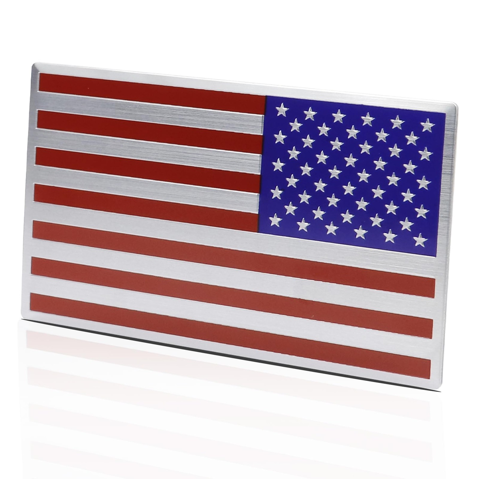 3D Embossed Metal American Flag Decals 2 Pack – 5" x 3" USA Flag Stickers for…